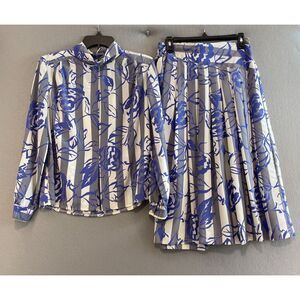 City Girl Co-ord Top & Skirt Set Women Multicolor Floral Stretch 100% Polyester